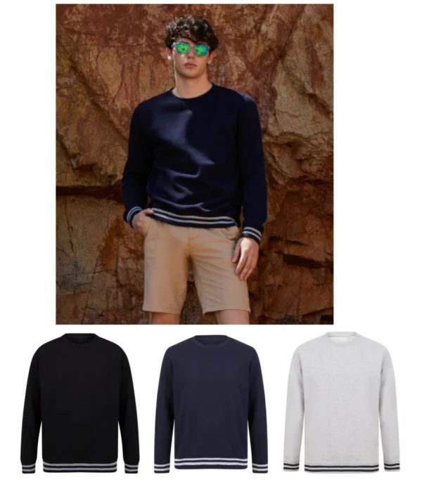 FR840 Front Row Unisex Striped Cuff Sweatshirt